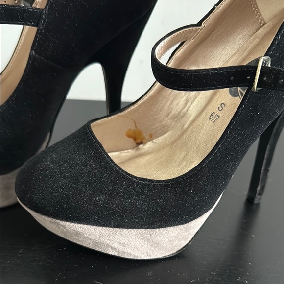 Rue21 Black and Gray/Tan Platform Heels Sz SM - Picture 4 of 13